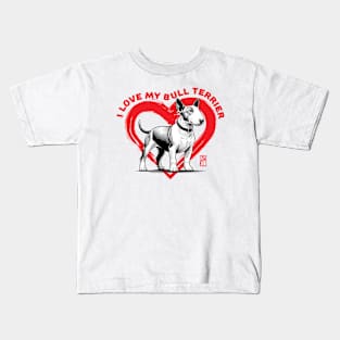 I Love My Bull Terrier - I Love my dog - Energetic dog Kids T-Shirt